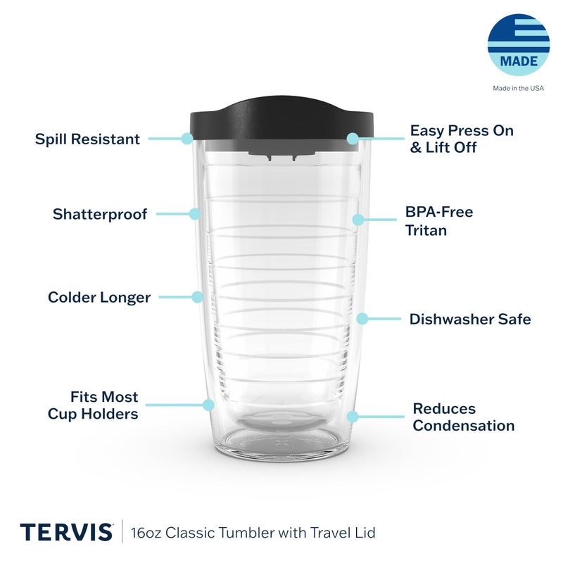 Tervis Made in USA Double Walled Penn State University Nittany Lions Insulated Tumbler Cup Keeps Drinks Cold & Hot, 16oz - Black Lid, Primary Logo - Image 3